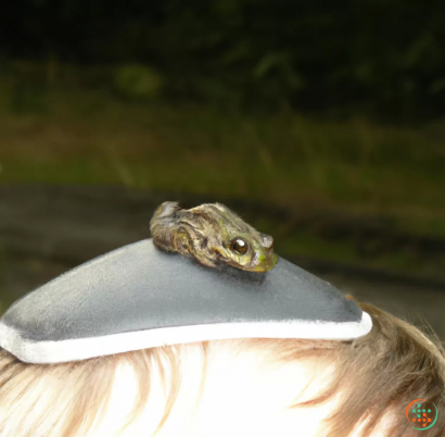 A lizard on a person's head