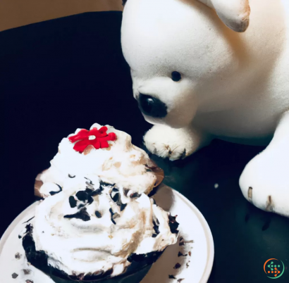 A dog looking at a cupcake