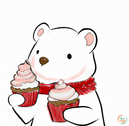 A stuffed animal with a cupcake