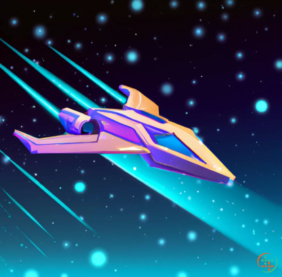 A colorful airplane in space