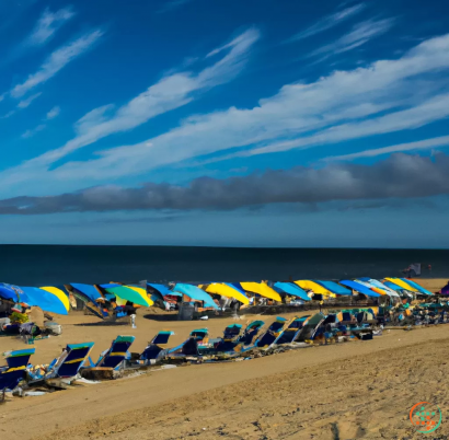 A beach with many umbrellas