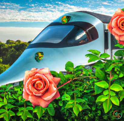 A car with a flower in front of it