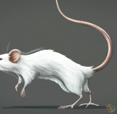 A white rat with a long tail
