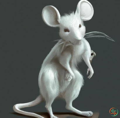A white mouse with a long tail