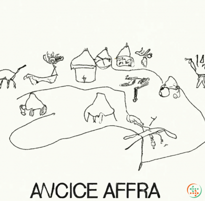 Diagram - One Line Drawing of african village