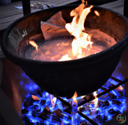 A fire burning in a pot