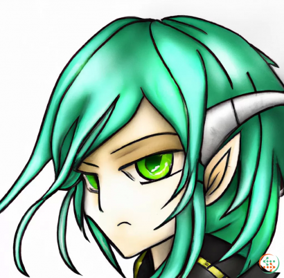 Logo - Alencia, EpicSeven, anime style, sharp focus, anime, halfhuman, halfdragon, green hair, very detailed