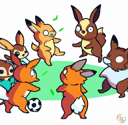 Qr code - All the different eevee evelutions playing soccer
