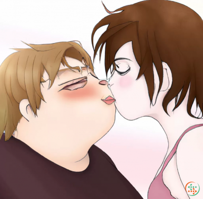 Diagram - An obese anime girl kissing a brown haired boy