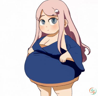 Icon - An obese anime girl with her belly out