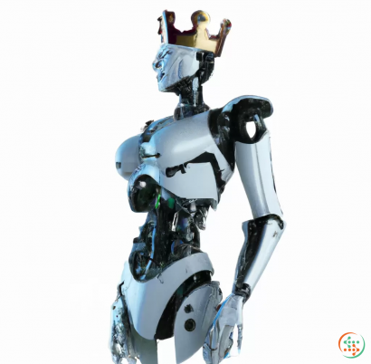 A person on a white and grey robot