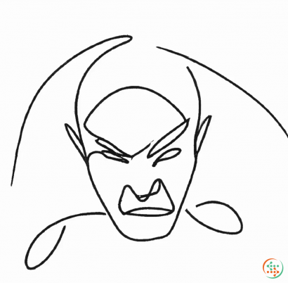 Shape - One Line Drawing of anger woman head