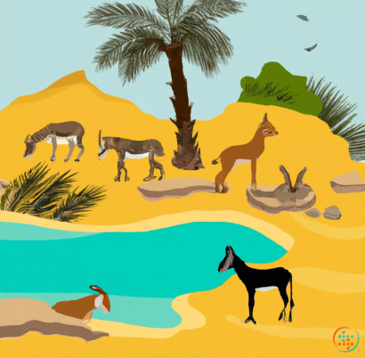 Diagram - Animals gathering around an oasis in the desert