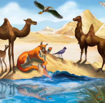 A group of dinosaurs on a beach