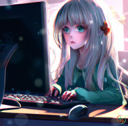 A doll sitting in a computer