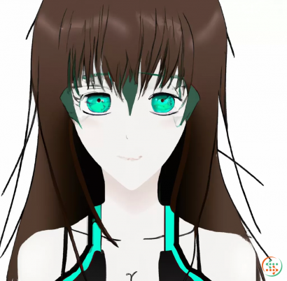 Diagram - Anime girl, Brown hair, mint eyes, scar, kuudere, Cyberpunk