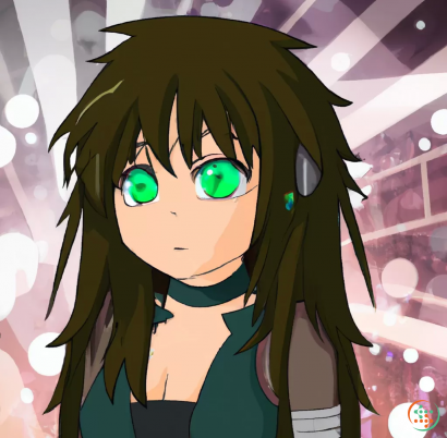 A cartoon girl with green hair
