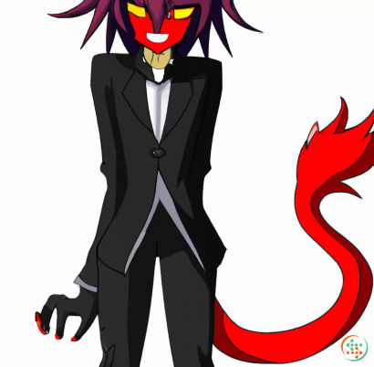 Shape - anime Male demon lord with a red and black suit and with a oni mask on and a tail