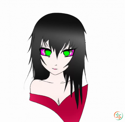 Logo - Anime style, beautiful women, long and black hair, green eyes