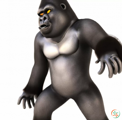 A black gorilla with yellow eyes