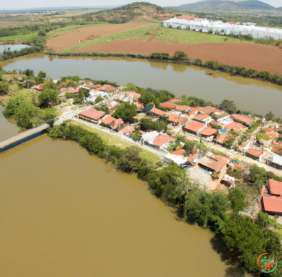 A small town next to a river