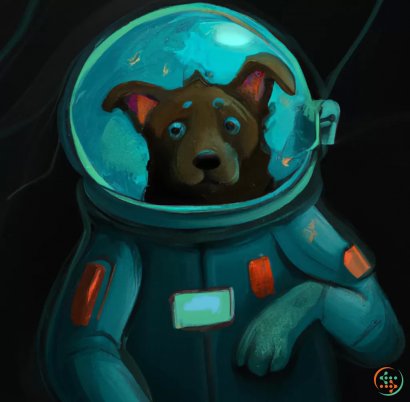 A dog in a space suit