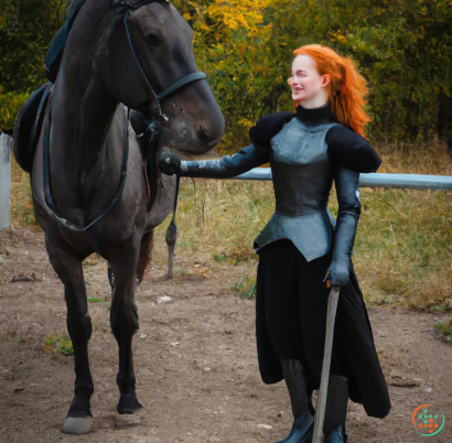 A person standing next to a horse