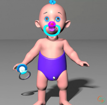 A toy figurine of a naked baby
