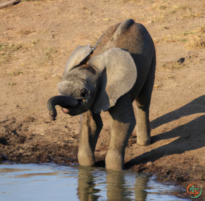 An elephant drinking water