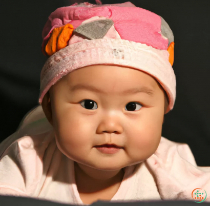 A baby wearing a pink hat