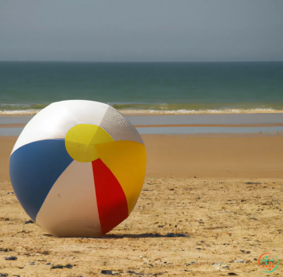 A beach ball on the sand