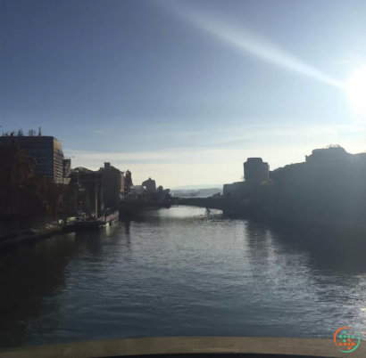 A body of water with buildings along it