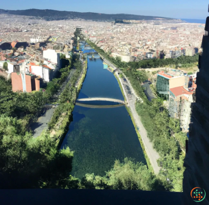 A river running through a city