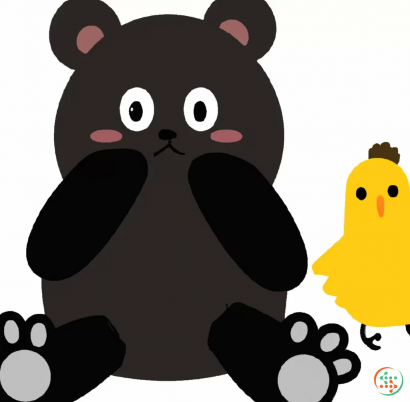 Icon - Bear and a chicken couple cute