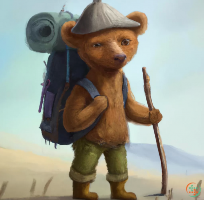 A bear wearing a hat and holding a gun