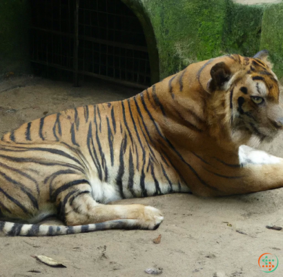 A tiger lying on the ground