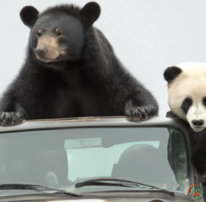 A couple of bears on top of a car