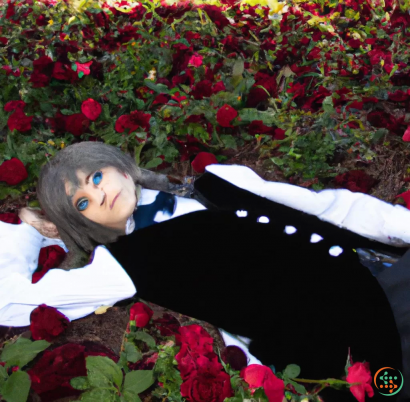 A person posing in front of a bouquet of flowers