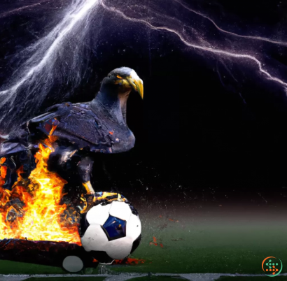 A bald eagle on a football ball