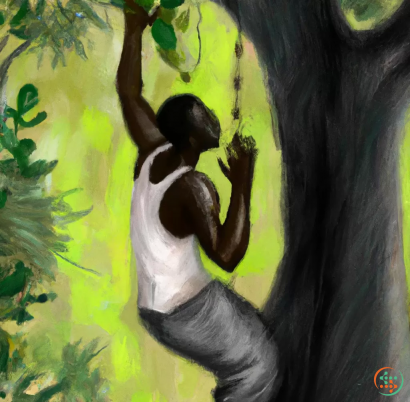 A person climbing a tree