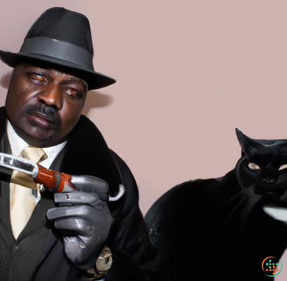 A man in a black hat and a black cat