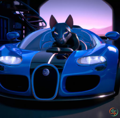 A cat in a blue car