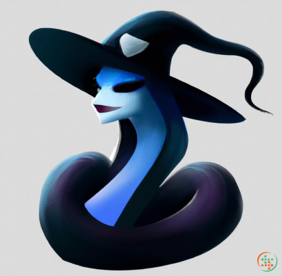 Logo - Blue snake- witch with a black hat