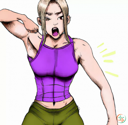 Diagram - bodybuilder, green skin, purple pants, angry, comics style, drawing style