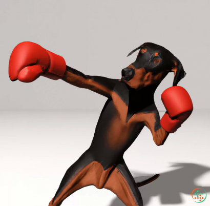 A dog wearing boxing gloves