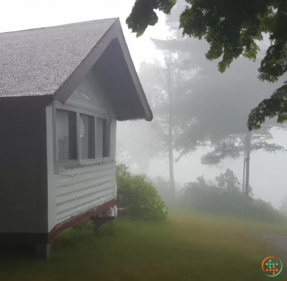 A house with a foggy day
