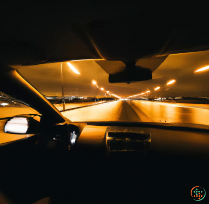 A view of the wing of an airplane at night