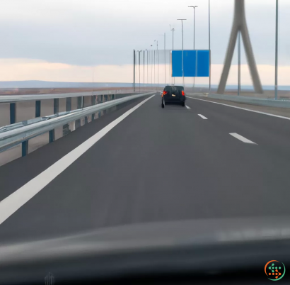 A car driving on a highway