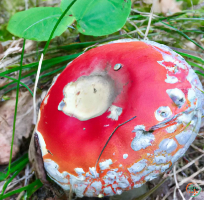 A red mushroom with white spots