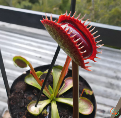 A red and green flower